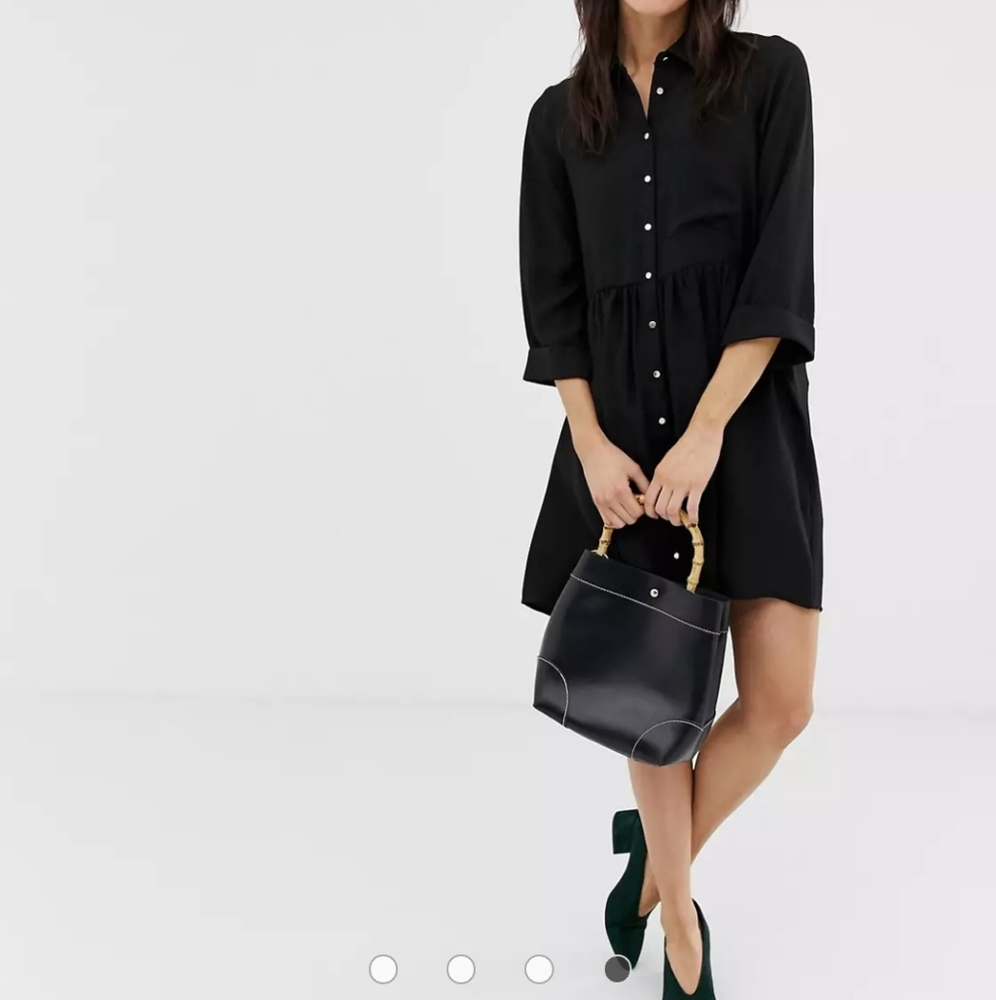 Asos Black Shirt Dress with front pocket NWOT